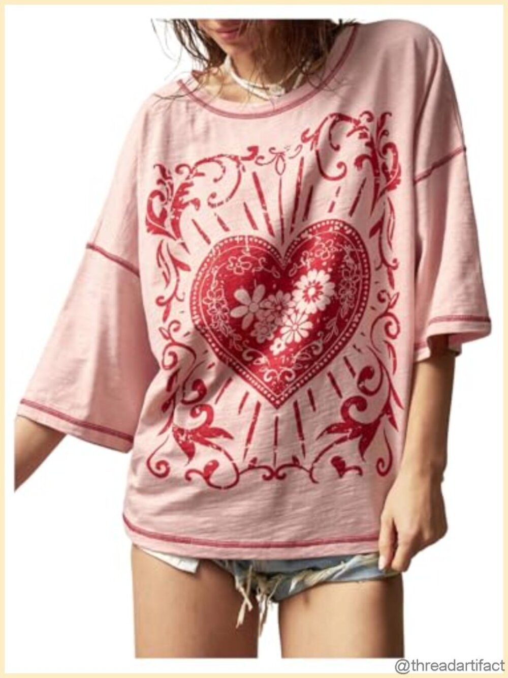 Women's Plus Size Graphic Tee 3/4 Sleeve Oversized Loose Fit T-Shirt